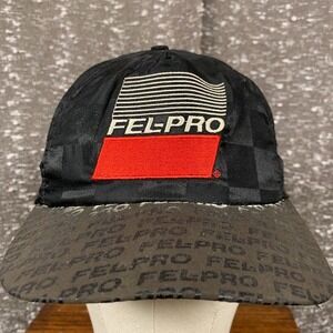 Men's Black Fel-Pro Checkered Flag Baseball Hat Cap Snapback StyleMaster USA